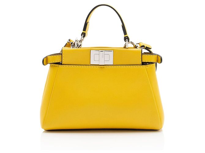 Fendi Peekaboo Micro Schultertasche aus Nappa-Leder Gelb - Ansicht 3