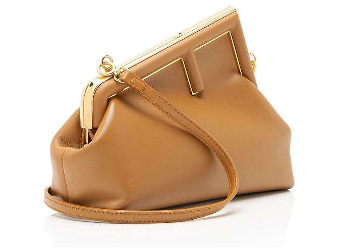 Zucca Borsa a spalla piccola Fendi First in lambskin Fendi Marrone - vista 2