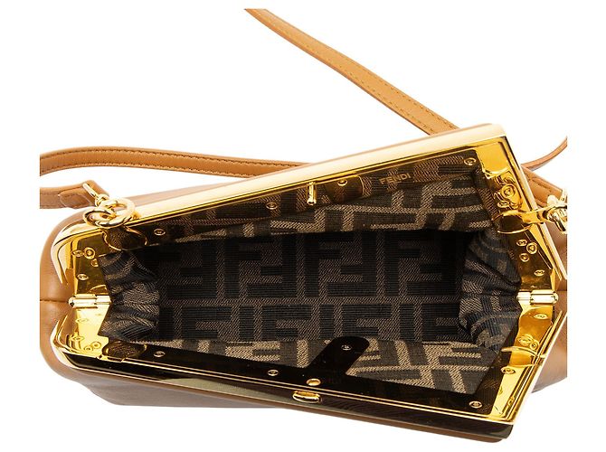 Zucca Borsa a spalla piccola Fendi First in lambskin Fendi Marrone - vista 7