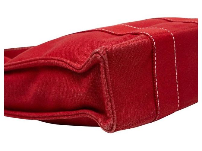 Hermès Borsa Tote Hermes Deauville Tote PM in cotone Rosso - vista 5
