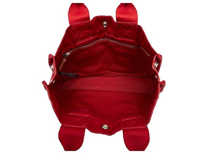 Hermès Borsa Tote Hermes Deauville Tote PM in cotone Rosso - vista 6