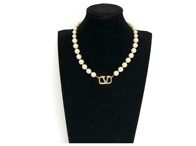 Collana di perle VLogo Signature Valentino Garavani D'oro Metallico - vista 10