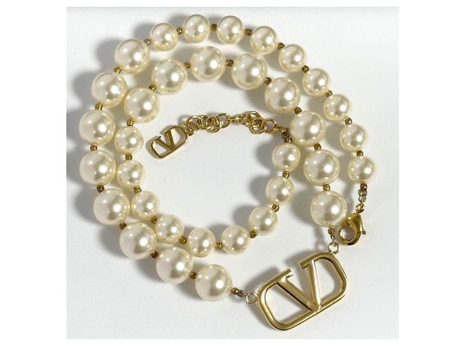 Collana di perle VLogo Signature Valentino Garavani D'oro Metallico - vista 2
