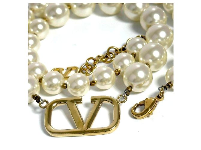 Collana di perle VLogo Signature Valentino Garavani D'oro Metallico - vista 4