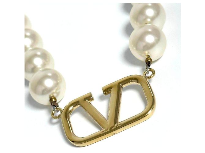 Collana di perle VLogo Signature Valentino Garavani D'oro Metallico - vista 5