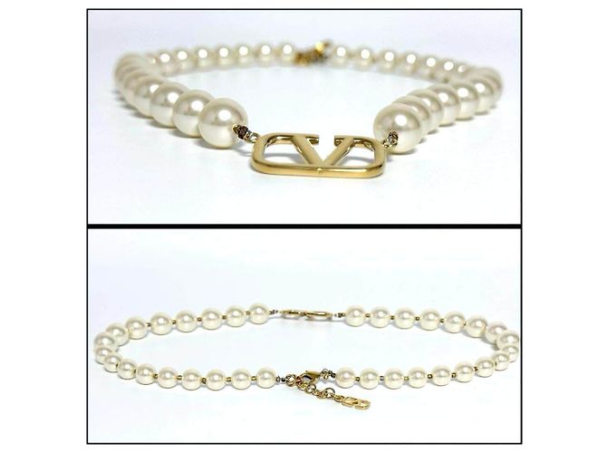 Collana di perle VLogo Signature Valentino Garavani D'oro Metallico - vista 7