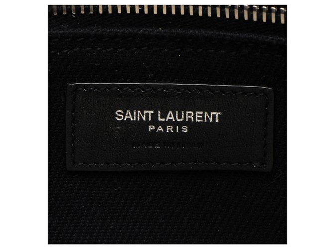 Autre Marque Saint Laurent Rive Gauche Großer Tote aus Canvas und Kalbsleder Schwarz - Ansicht 8