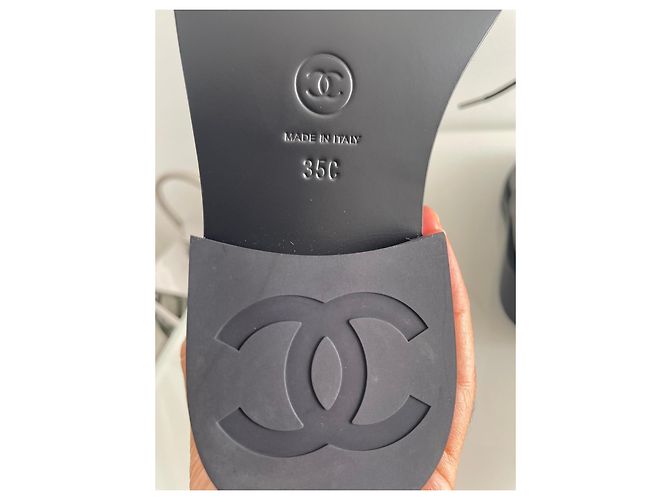 Chanel Blue Leather Lace-Up Boots with CC Logo Black Dark blue - view 8