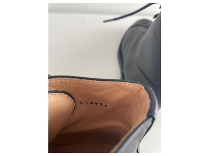 Chanel Blue Leather Lace-Up Boots with CC Logo Black Dark blue - view 9