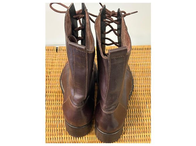 Autre Marque Stivali stringati in pelle marrone - vista 4
