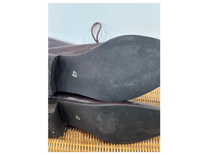 Autre Marque Stivali stringati in pelle marrone - vista 7