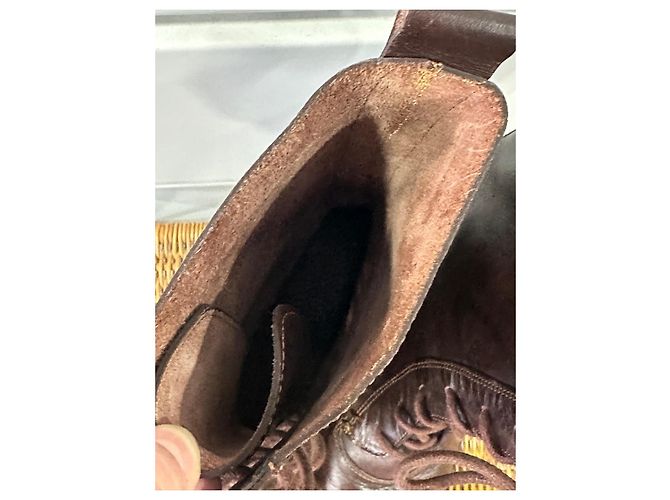 Autre Marque Stivali stringati in pelle marrone - vista 8
