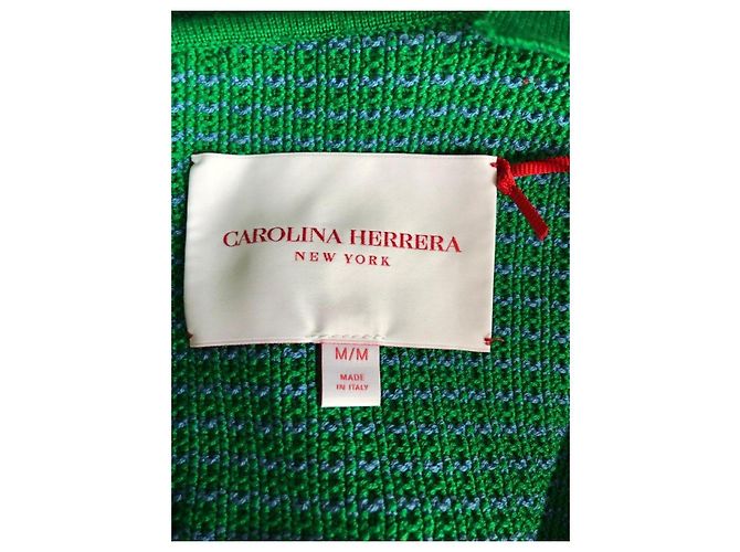 Vestido midi de punto Carolina Herrera verde con roseta Azul claro - vista 3