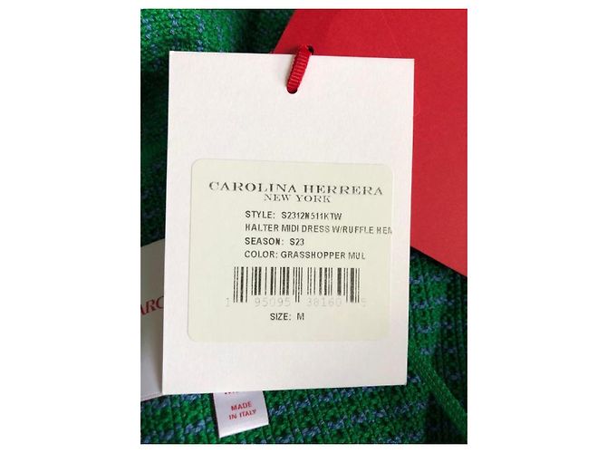 Vestido midi de punto Carolina Herrera verde con roseta Azul claro - vista 6