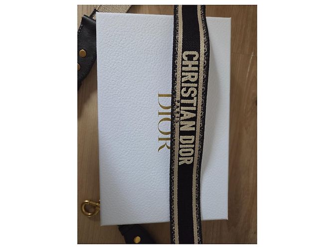 Christian Dior Jacquard Canvas Shoulder Strap Black Beige - view 2