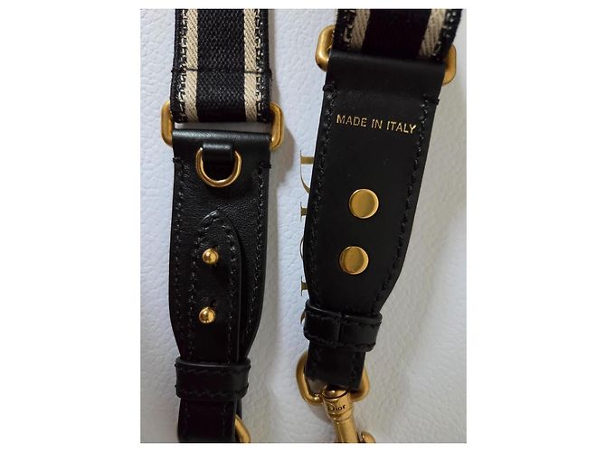 Christian Dior Jacquard Canvas Shoulder Strap Black Beige - view 3