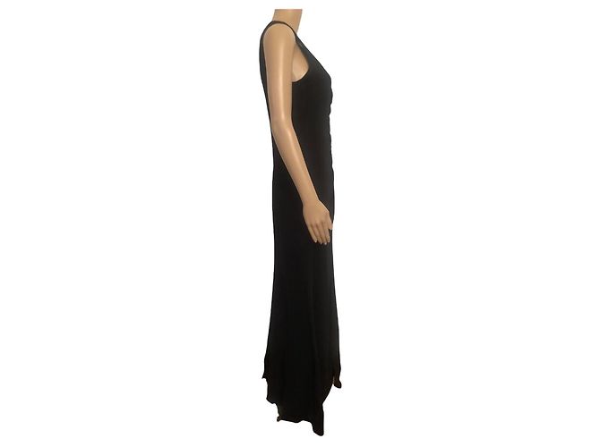 Valentino Vestido Largo de Seda Negro - vista 3