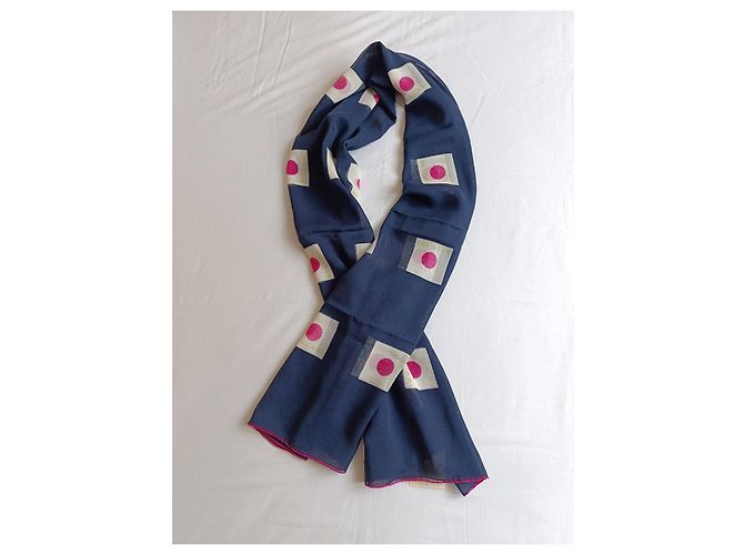 Bulgari Lenço de seda Bvlgari azul marinho e rosa - vista 3