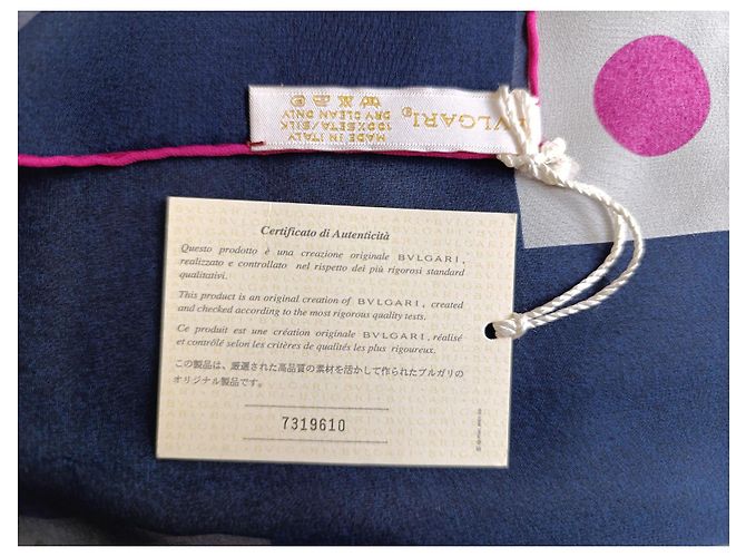 Bulgari Lenço de seda Bvlgari azul marinho e rosa - vista 6