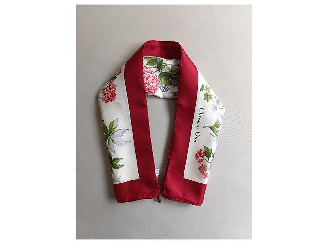 Christian Dior Seidentuch mit Blumenprint Pink Weiß Rot Grün Lila - Ansicht 5