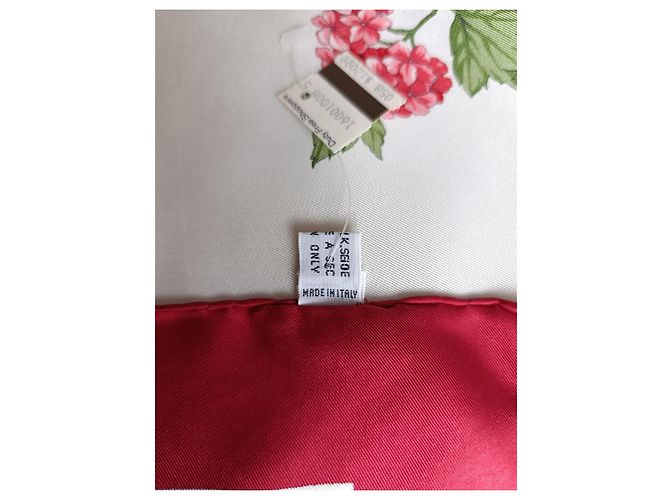 Christian Dior Seidentuch mit Blumenprint Pink Weiß Rot Grün Lila - Ansicht 9