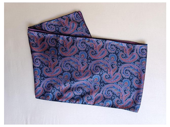 Etro Paisley Schal aus Seide und Wolle Blau Lila - Ansicht 4