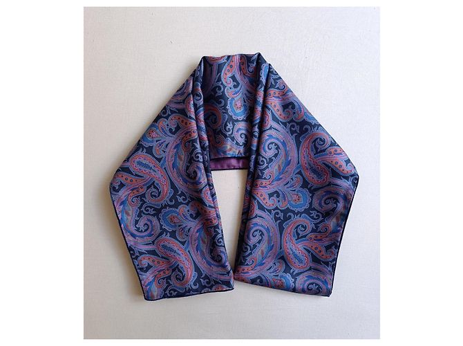 Etro Paisley Schal aus Seide und Wolle Blau Lila - Ansicht 6