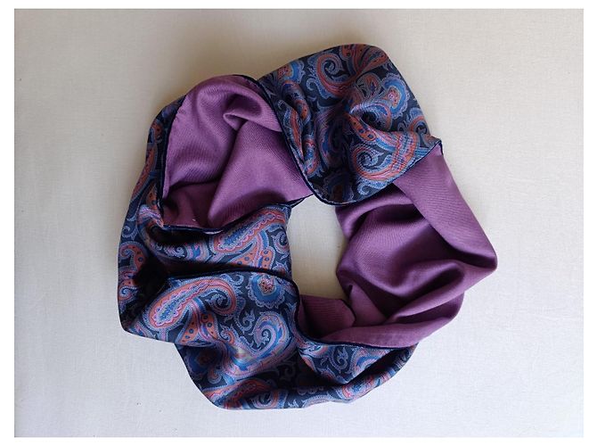 Etro Paisley Schal aus Seide und Wolle Blau Lila - Ansicht 7