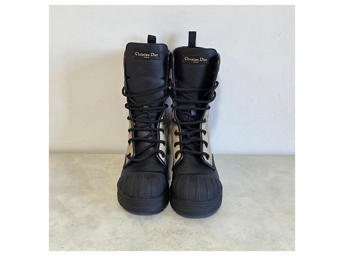 Botas de caminhada Dior D-Major Lona Bege e Couro Preto - vista 10