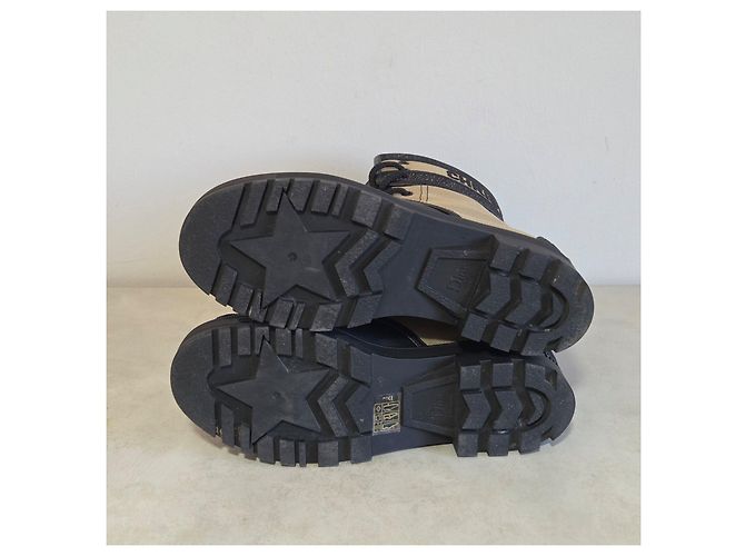 Botas de caminhada Dior D-Major Lona Bege e Couro Preto - vista 12