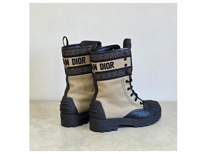 Botas de caminhada Dior D-Major Lona Bege e Couro Preto - vista 2