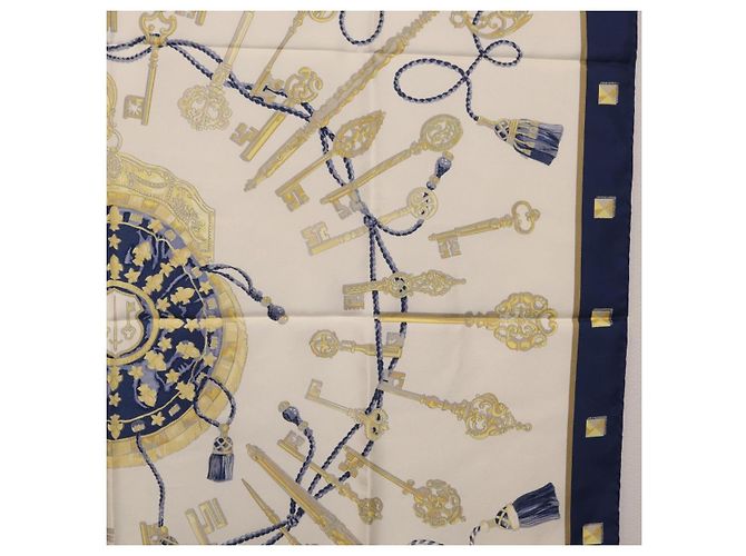 Hermès HERMES Carre 90 Scarf Silk Blue White Auth ki6874M Weiß Blau - Ansicht 18