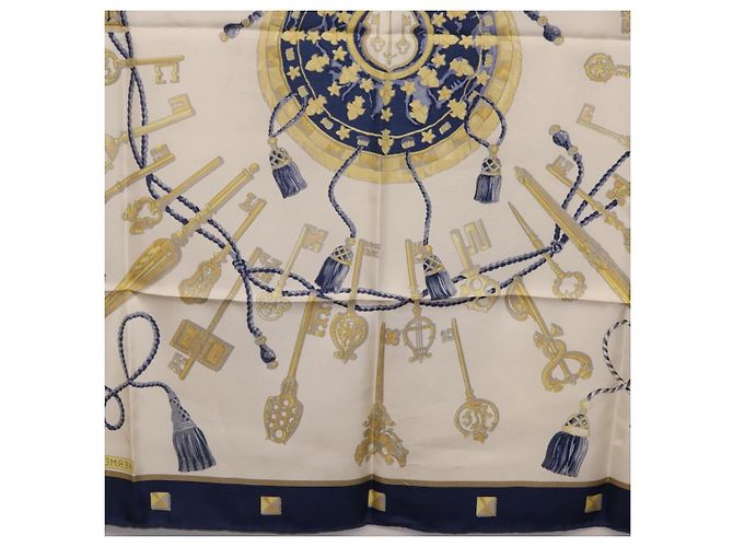 Hermès HERMES Carre 90 Scarf Silk Blue White Auth ki6874M Weiß Blau - Ansicht 20