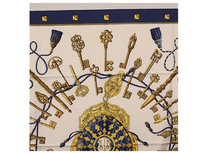 Hermès HERMES Carre 90 Scarf Silk Blue White Auth ki6874M Weiß Blau - Ansicht 3