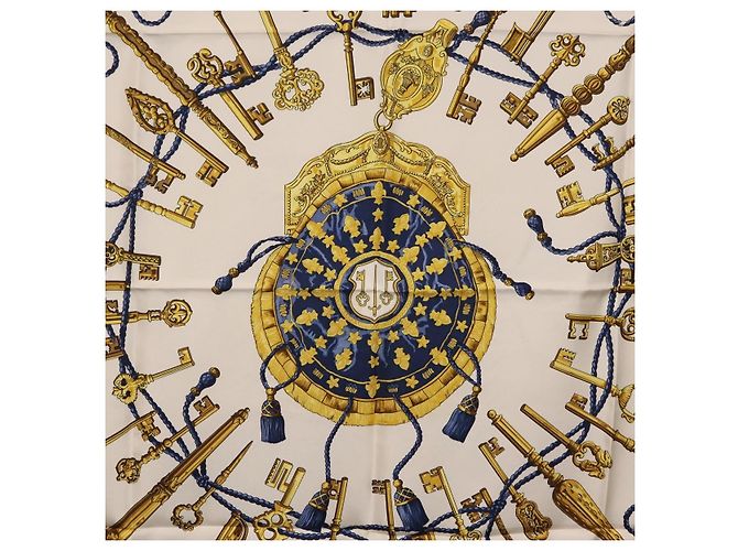 Hermès HERMES Carre 90 Scarf Silk Blue White Auth ki6874M Weiß Blau - Ansicht 6