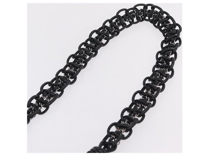 Bolsa de Ombro CHANEL Camellia Chain em Tweed Cinza com CC Prateado Auth ki6898M Marrom Prata - vista 14
