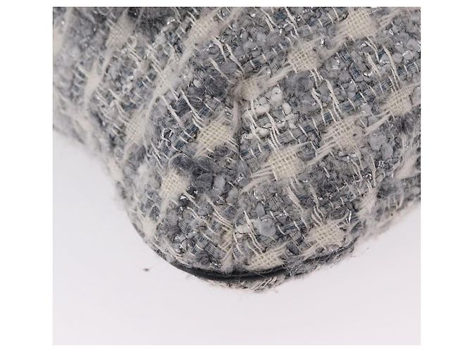 Bolsa de Ombro CHANEL Camellia Chain em Tweed Cinza com CC Prateado Auth ki6898M Marrom Prata - vista 15