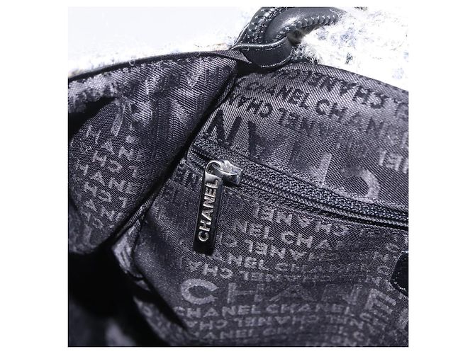 Bolsa de Ombro CHANEL Camellia Chain em Tweed Cinza com CC Prateado Auth ki6898M Marrom Prata - vista 22