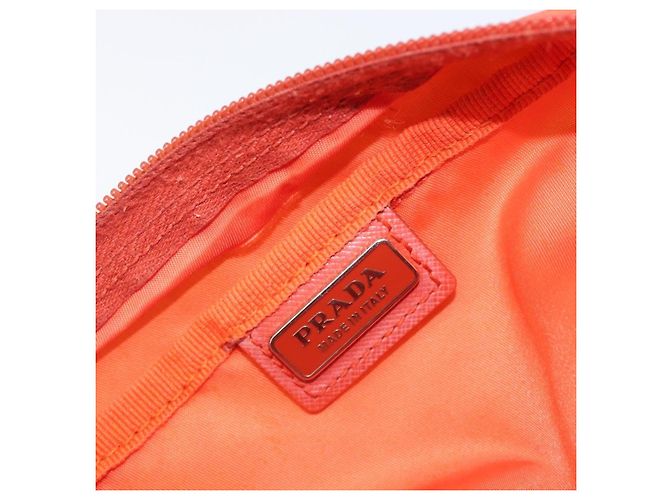 PRADA Pouch Nylon Orange Silver Auth 207441A Silvery - view 10