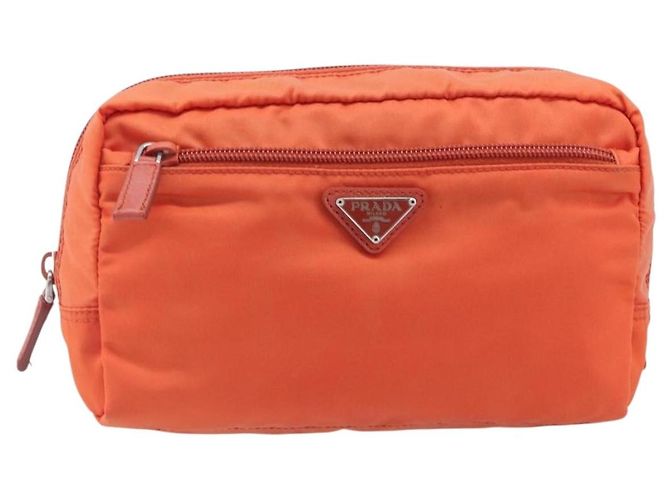 PRADA Pouch Nylon Orange Silver Auth 207441A Silvery - view 13