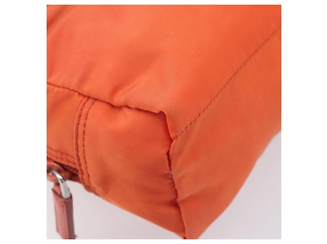 PRADA Pouch Nylon Orange Silver Auth 207441A Silvery - view 14