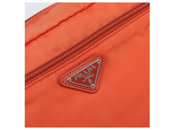 PRADA Pouch Nylon Orange Silver Auth 207441A Silvery - view 17