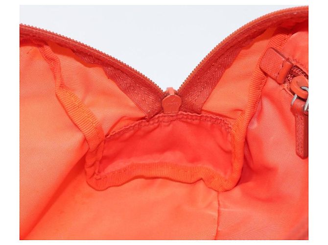 PRADA Pouch Nylon Orange Silver Auth 207441A Silvery - view 18