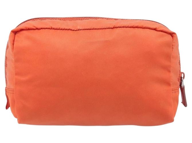 PRADA Pouch Nylon Orange Silver Auth 207441A Silvery - view 2
