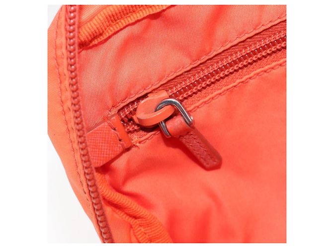 PRADA Pouch Nylon Orange Silver Auth 207441A Silvery - view 20