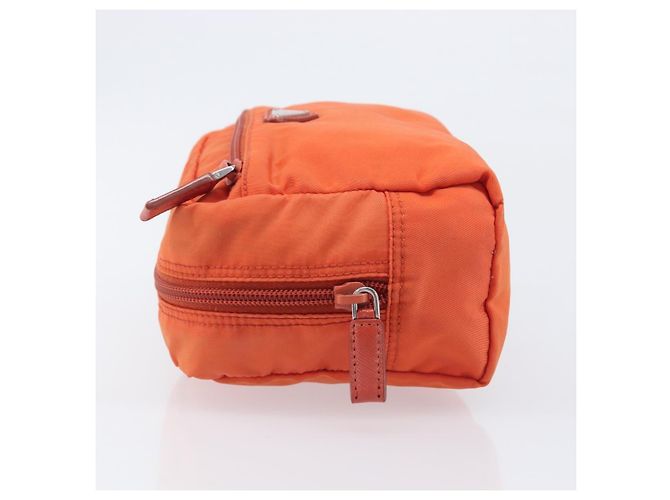 PRADA Pouch Nylon Orange Silver Auth 207441A Silvery - view 4