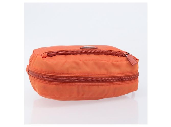 PRADA Pouch Nylon Orange Silver Auth 207441A Silvery - view 5