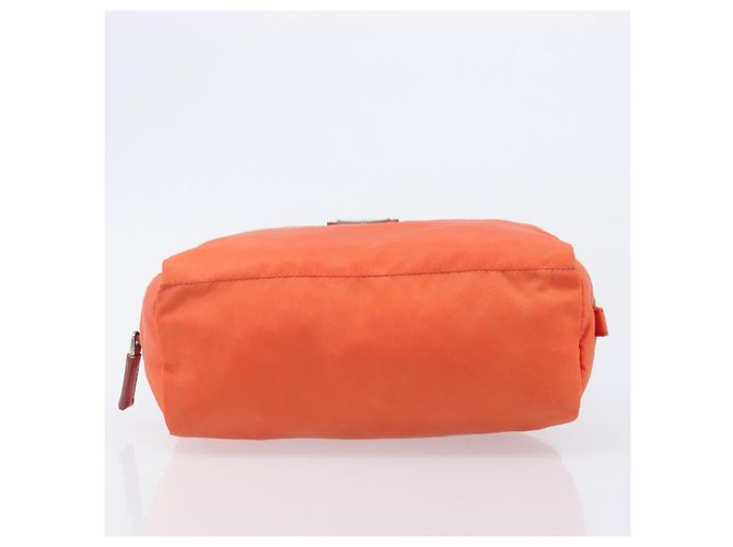 PRADA Pouch Nylon Orange Silver Auth 207441A Silvery - view 6