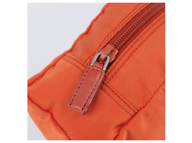 PRADA Pouch Nylon Orange Silver Auth 207441A Silvery - view 9