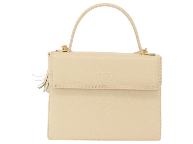 Valentino Schultertasche Leder 2way Ivory Gold Tone Auth 207681A Roh - Ansicht 13